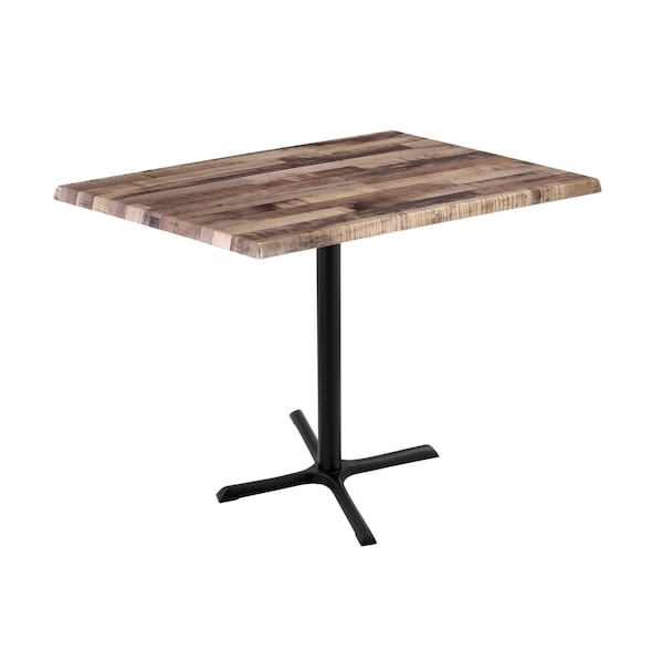 42" Tall OD211 Black Table Base 30" x 30" Foot 30" x 48" Rustic Top by the HollBar Stool Co.